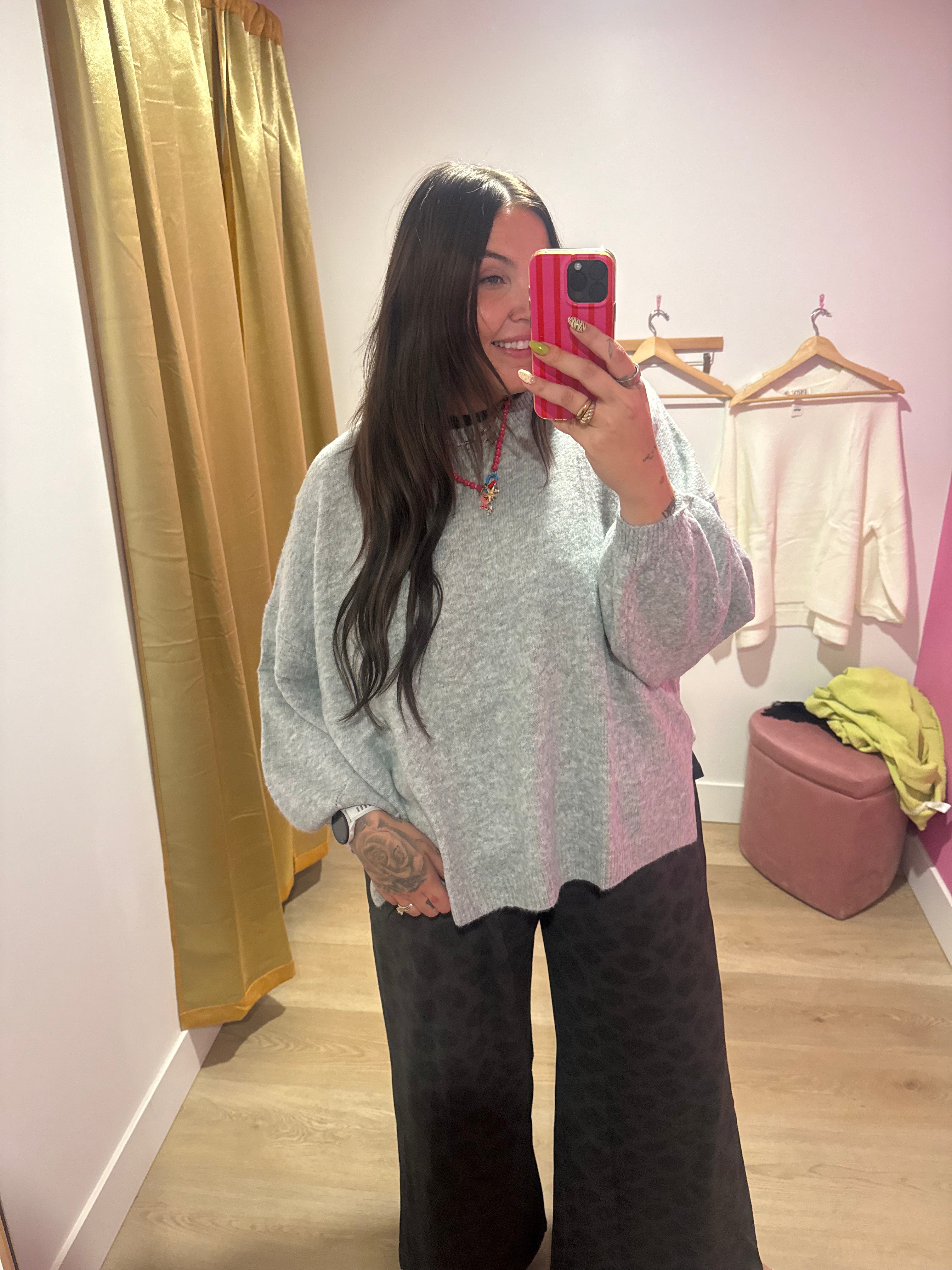Veda Knit Sweater — Soft Relaxed Essential Slate