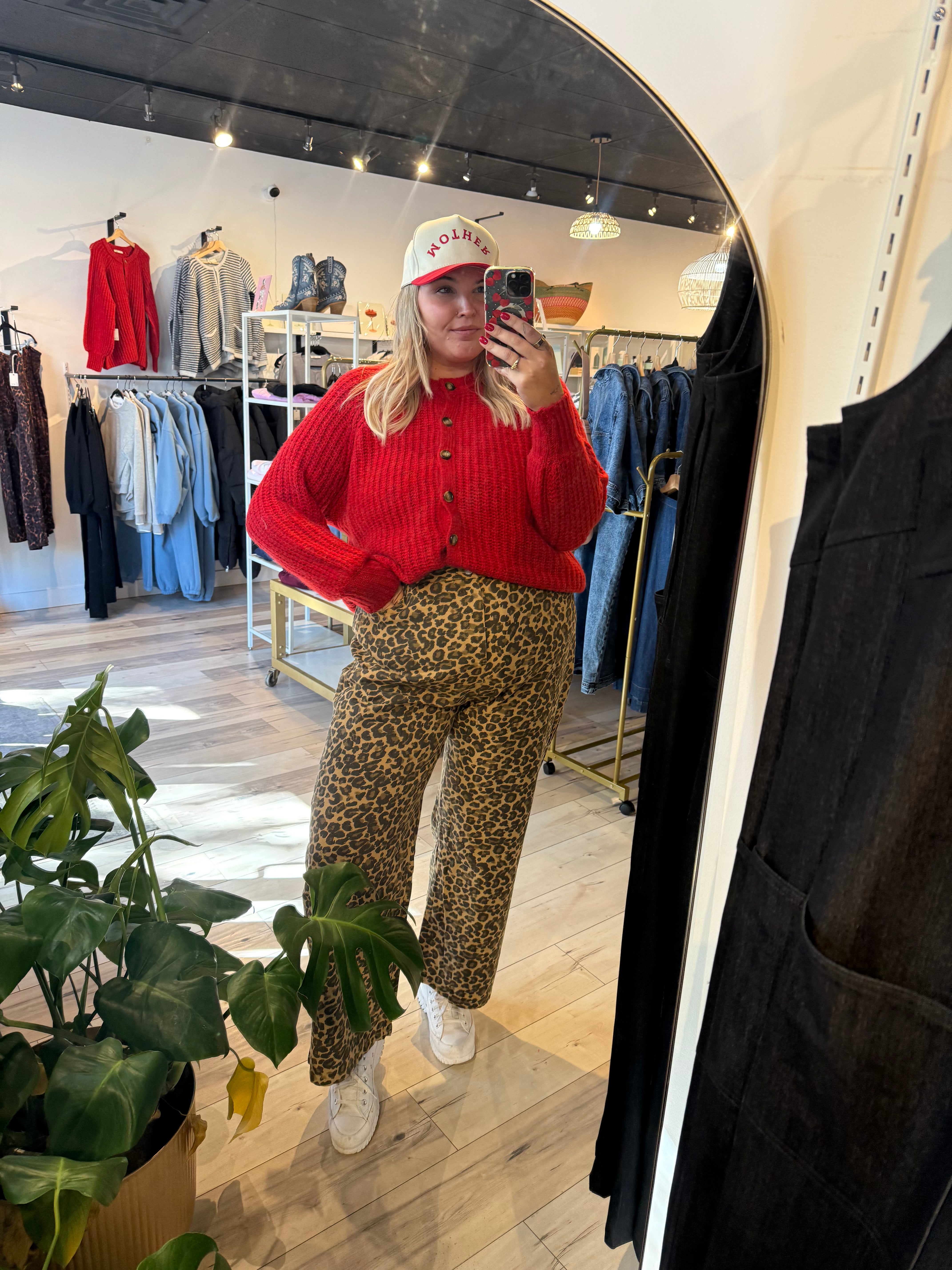 Leopard Print Denim Pants