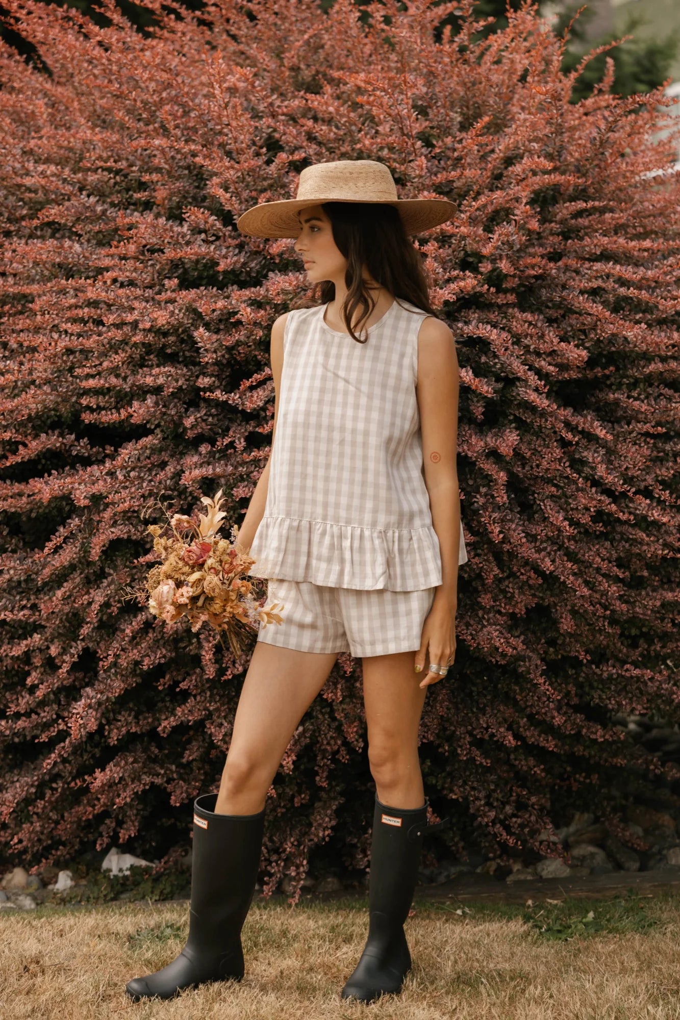 Laurel Shorts in Oatmeal Gingham