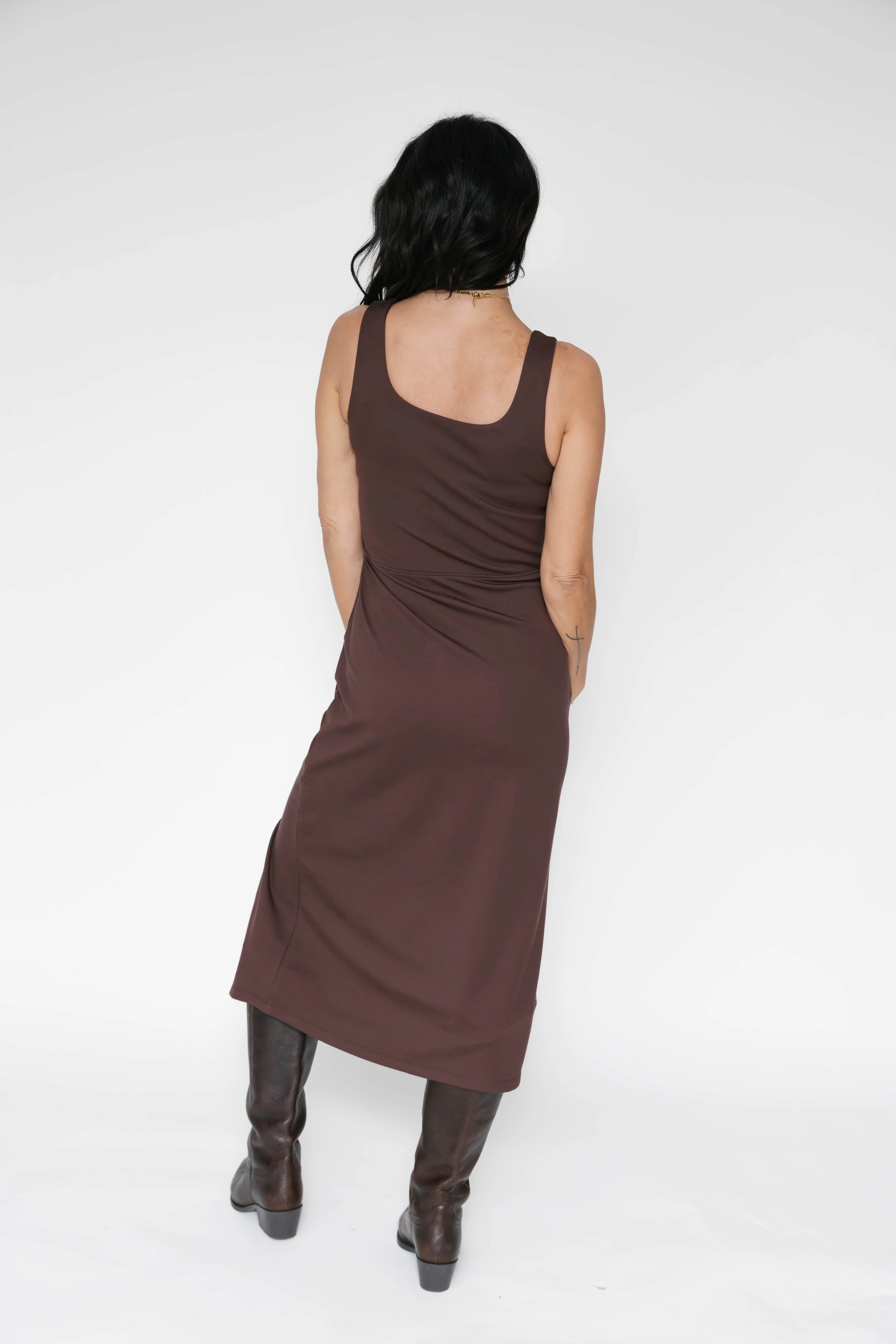 Penny Midi Dress in Chocolate