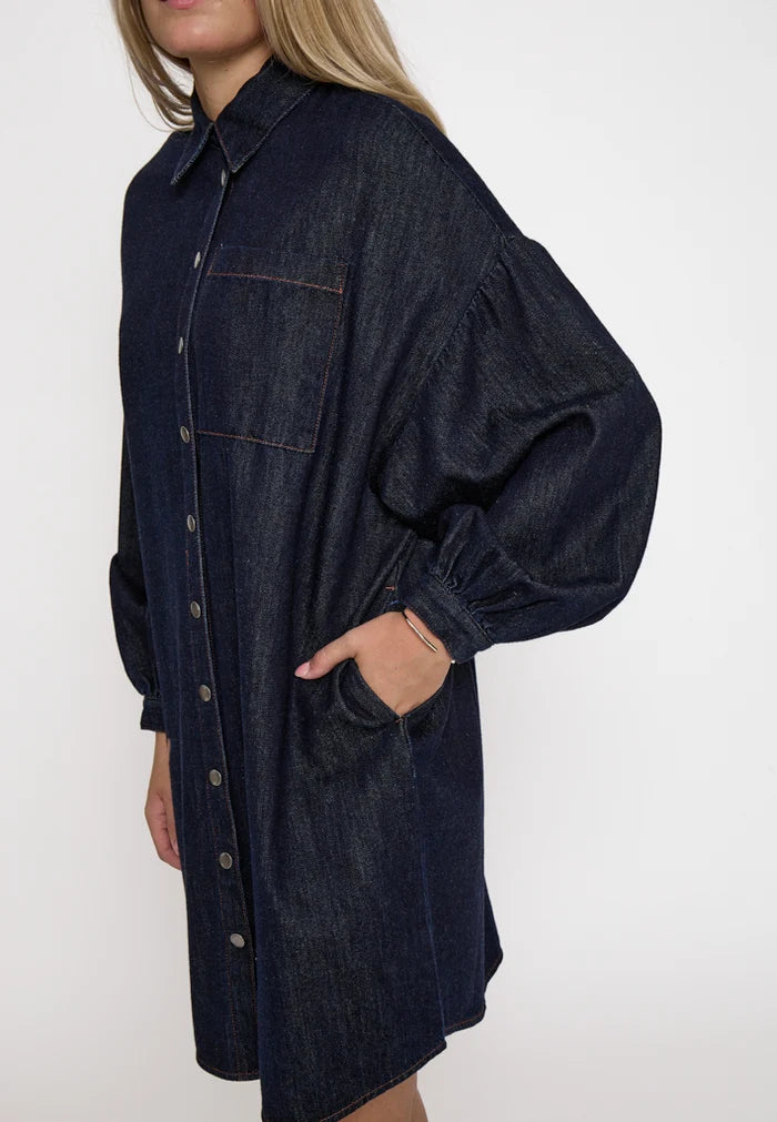 Larissa Short Dress - Dark Denim