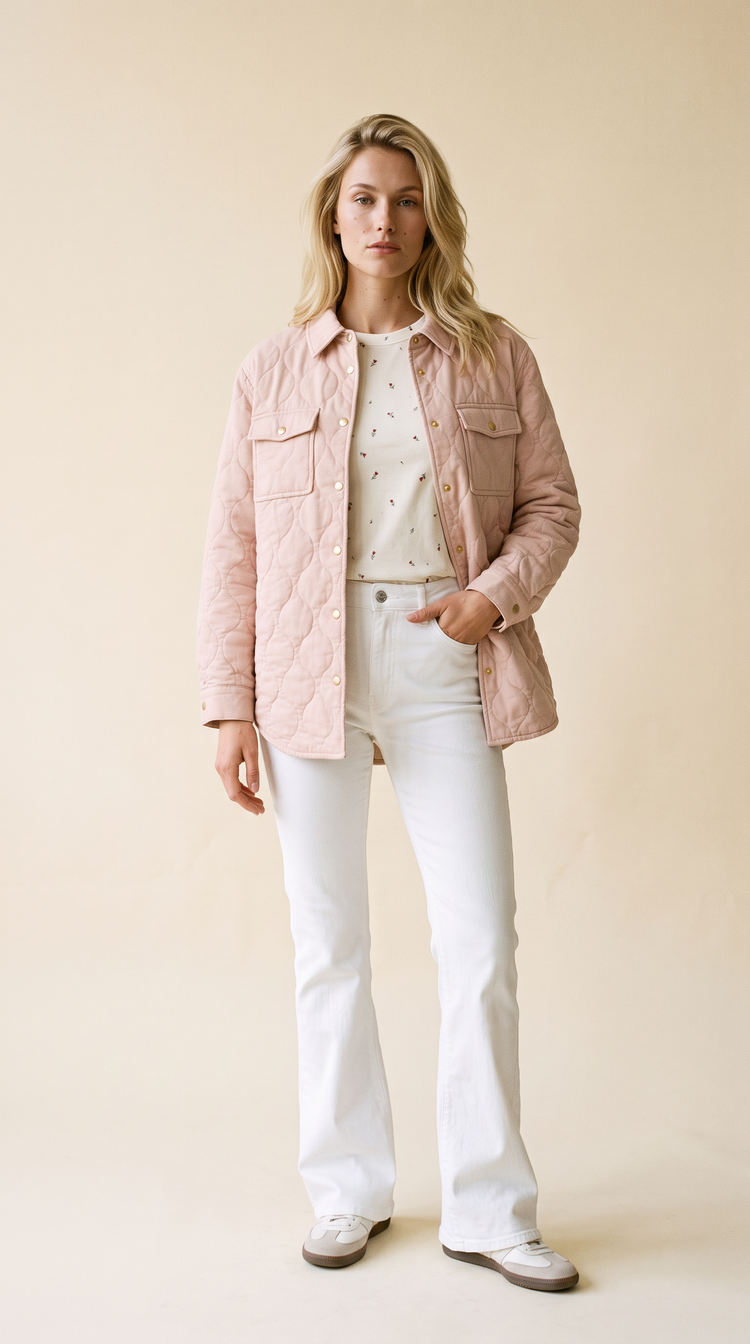 Leni Quilted Coat Blush