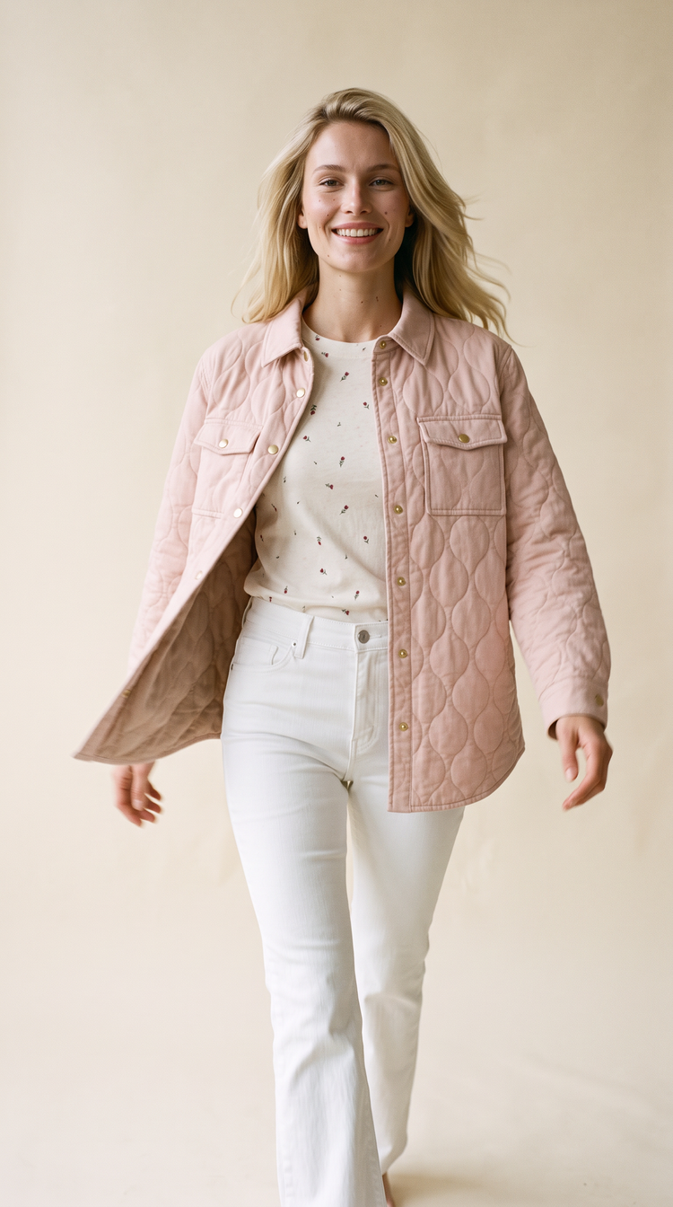 Leni Quilted Coat Blush