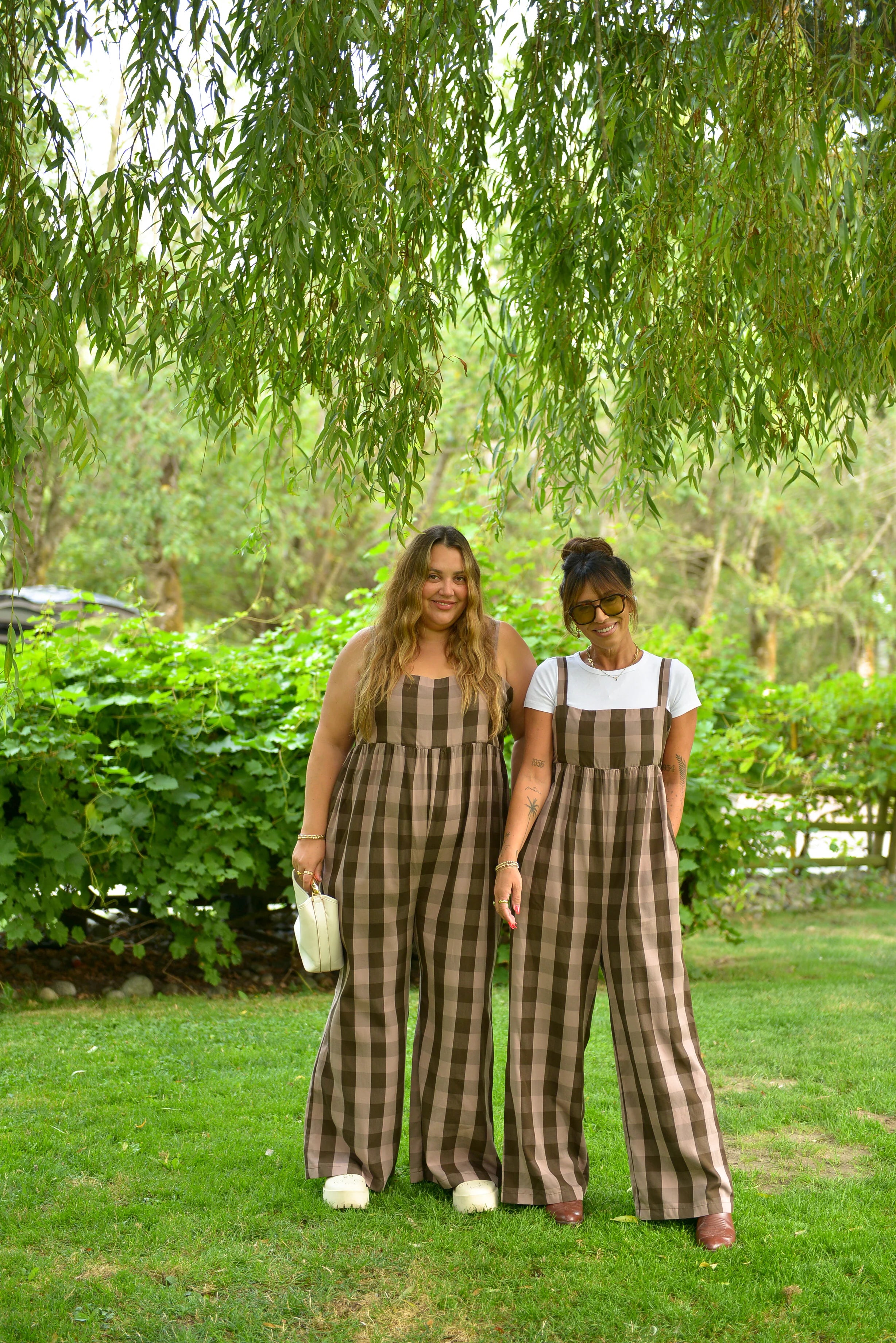 Breezy Gingham Romper in Brown