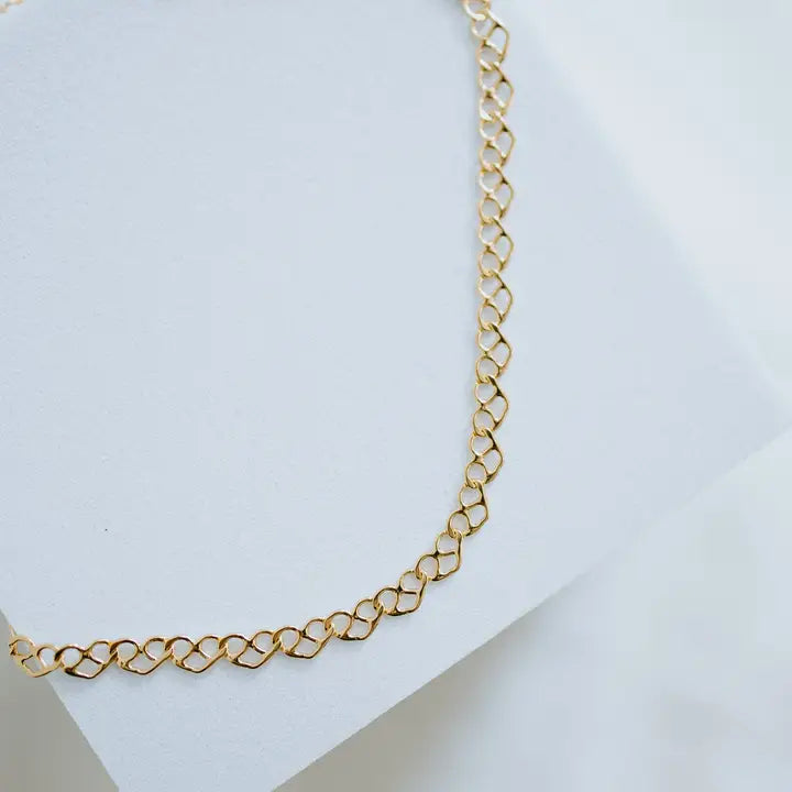 Gold Heart Link Chain Anklet