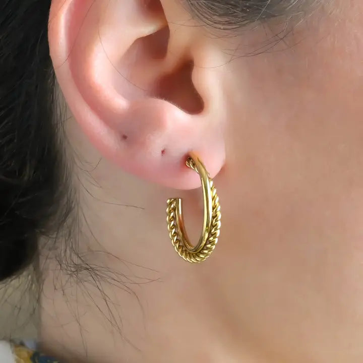 Gold Twisted Entwined Hoops