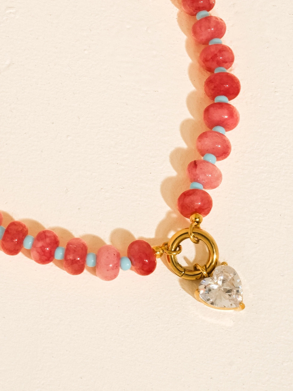 Annecy Boho Beaded Cz Necklace - Pink
