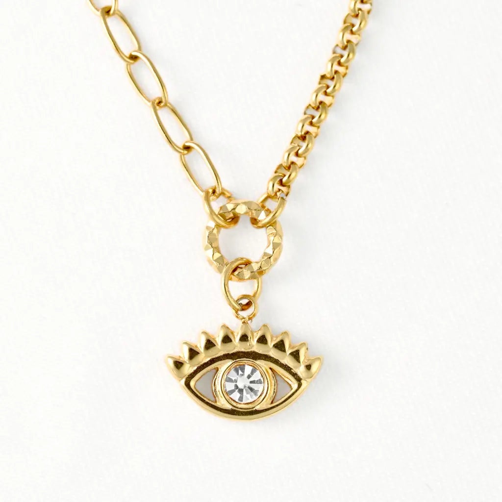 Evil Eye Mixed Chain Pendant Necklace