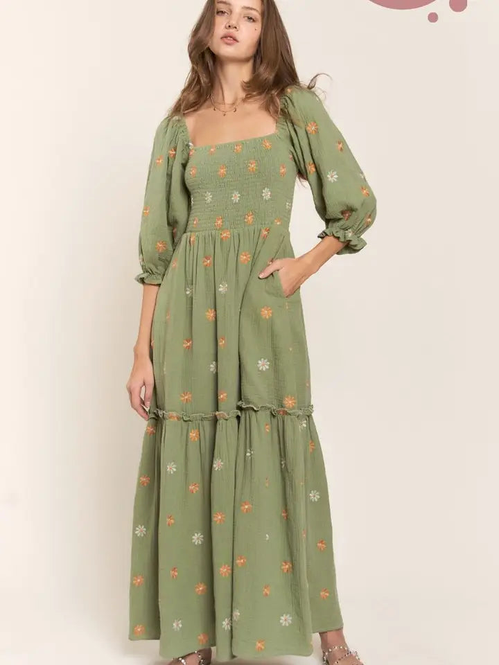 Floral Embroidered Maxi Dress