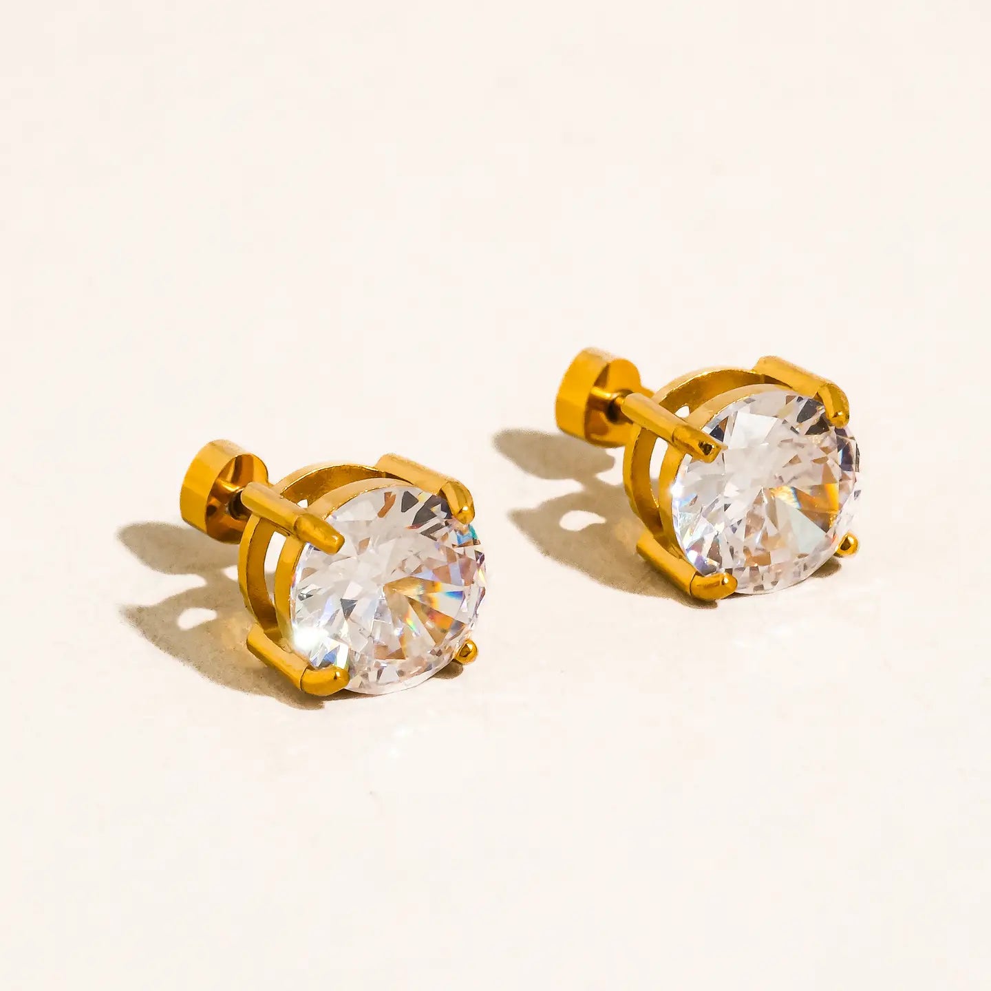 Round Cz Flat Back Earrings