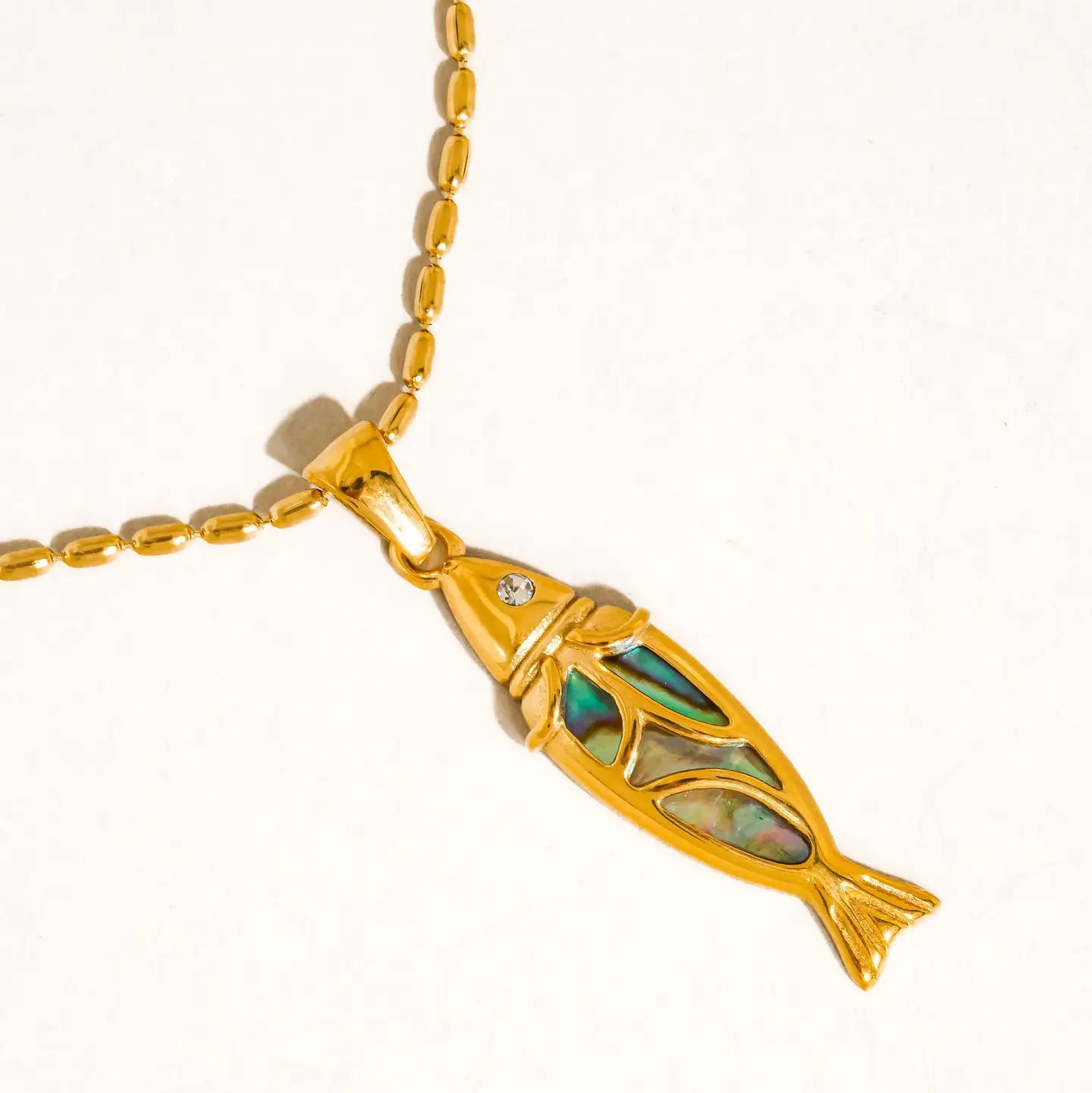 Dolphina Vintage Abalone Fish Necklace