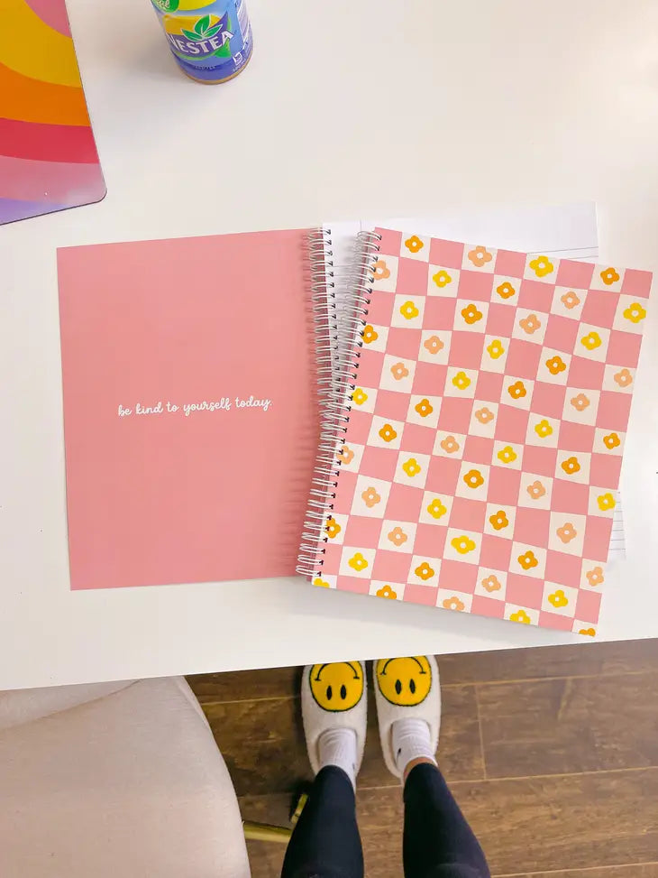 Floral Checker Notebook