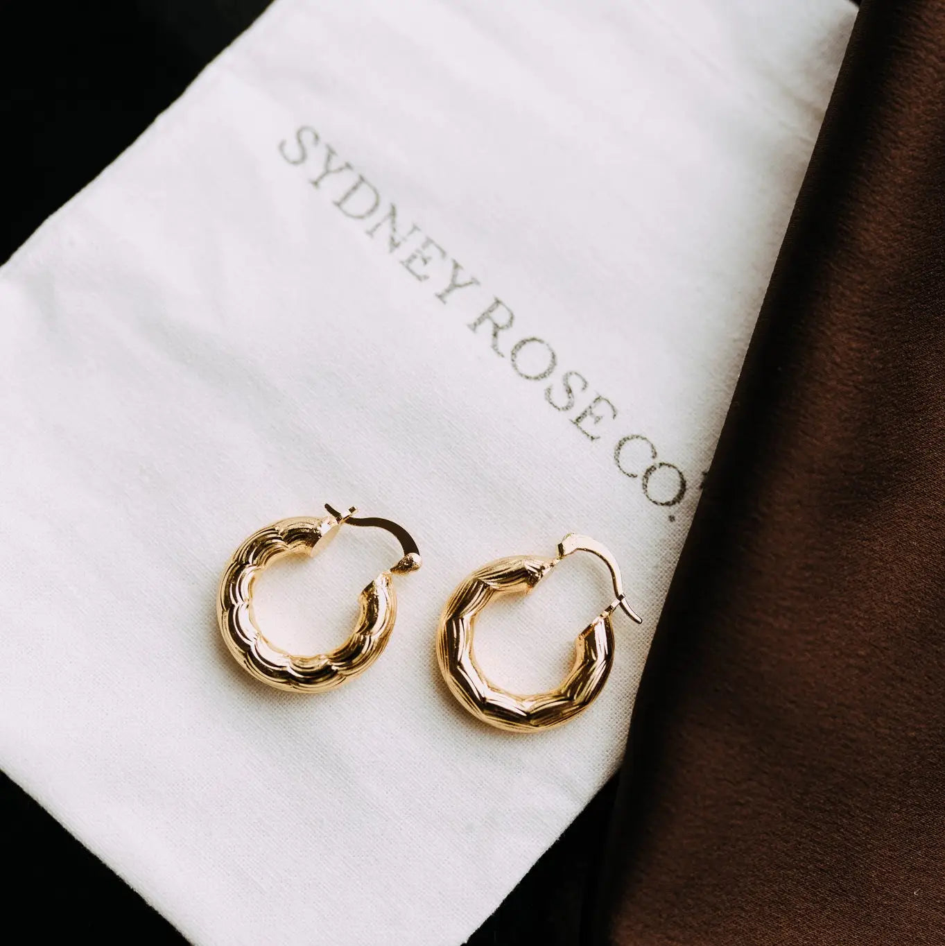 Camellia Hoops | 18k Gold Filled Textured Statement Earrings