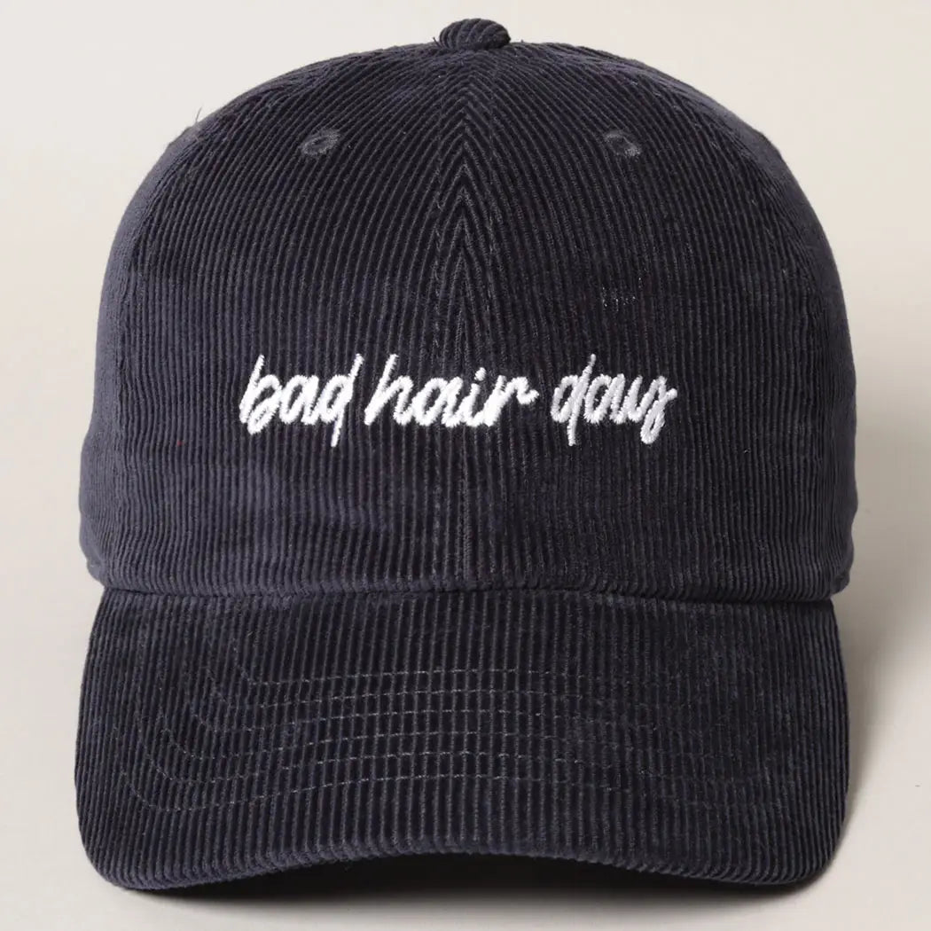 Bad Hair Day Embroidered Corduroy Cap
