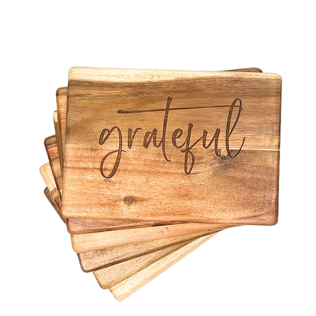 Engraved Acacia Hardwood Board | Grateful