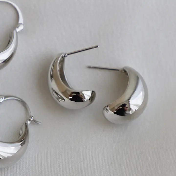 Bonnie Chunky Teardrop Studs - Silver