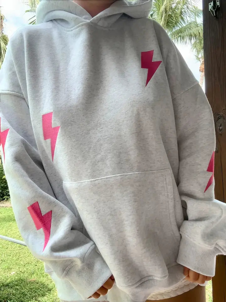 Embroider Lightning Bolt Hoodie