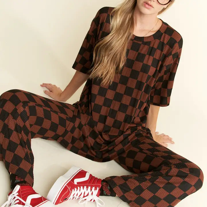 Ribbed Checkered Print Set