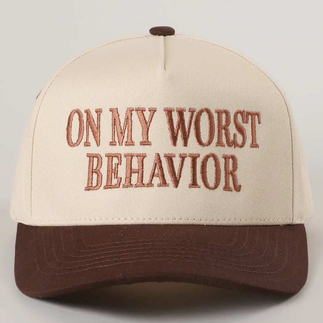 On My Worst Behavior Embroidered Trucker Hat
