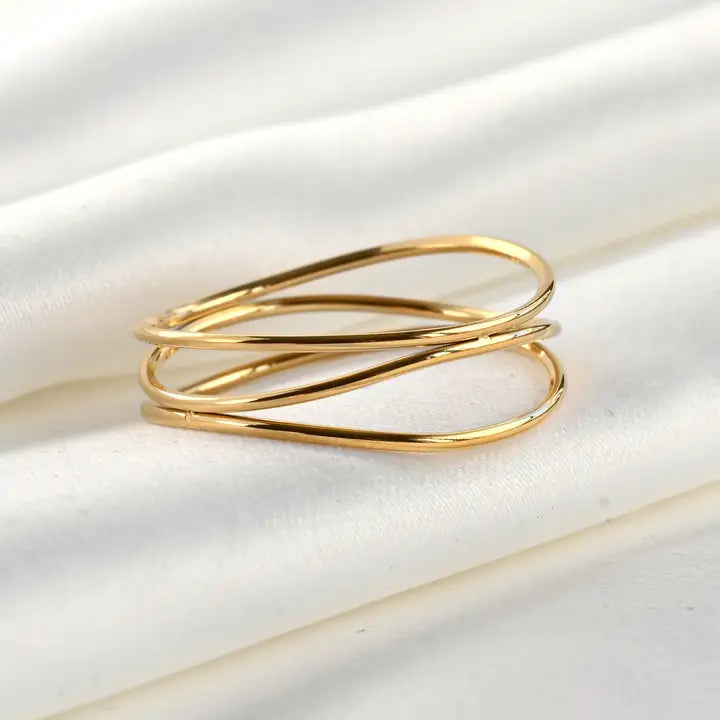 Layered Gold Ring - Wave