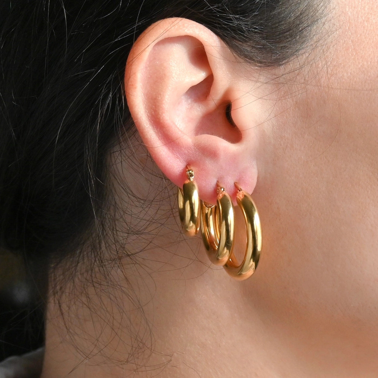 Thick Gold Hoop Earrings