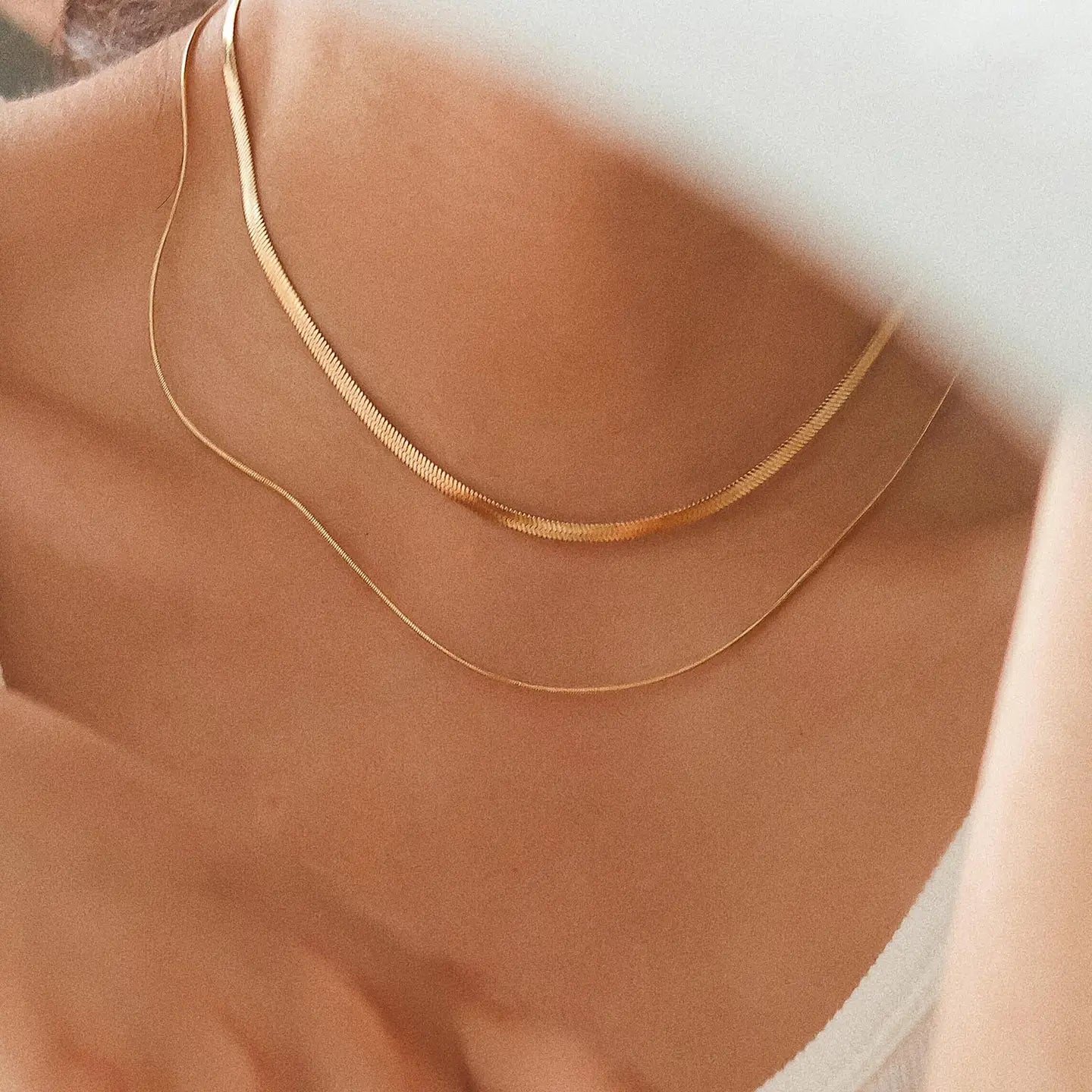 Jean Layered Flat Snake Chain Necklace