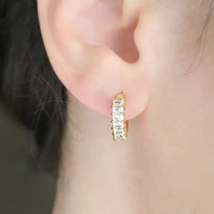 Baguette CZ Diamond Hoops