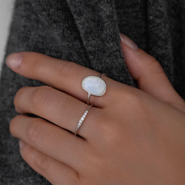 Selena Slice Ring Silver | Moonstone