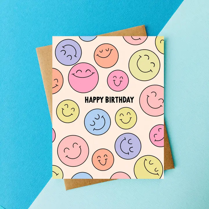 Retro Smiles Birthday Card, Cute Greeting Card