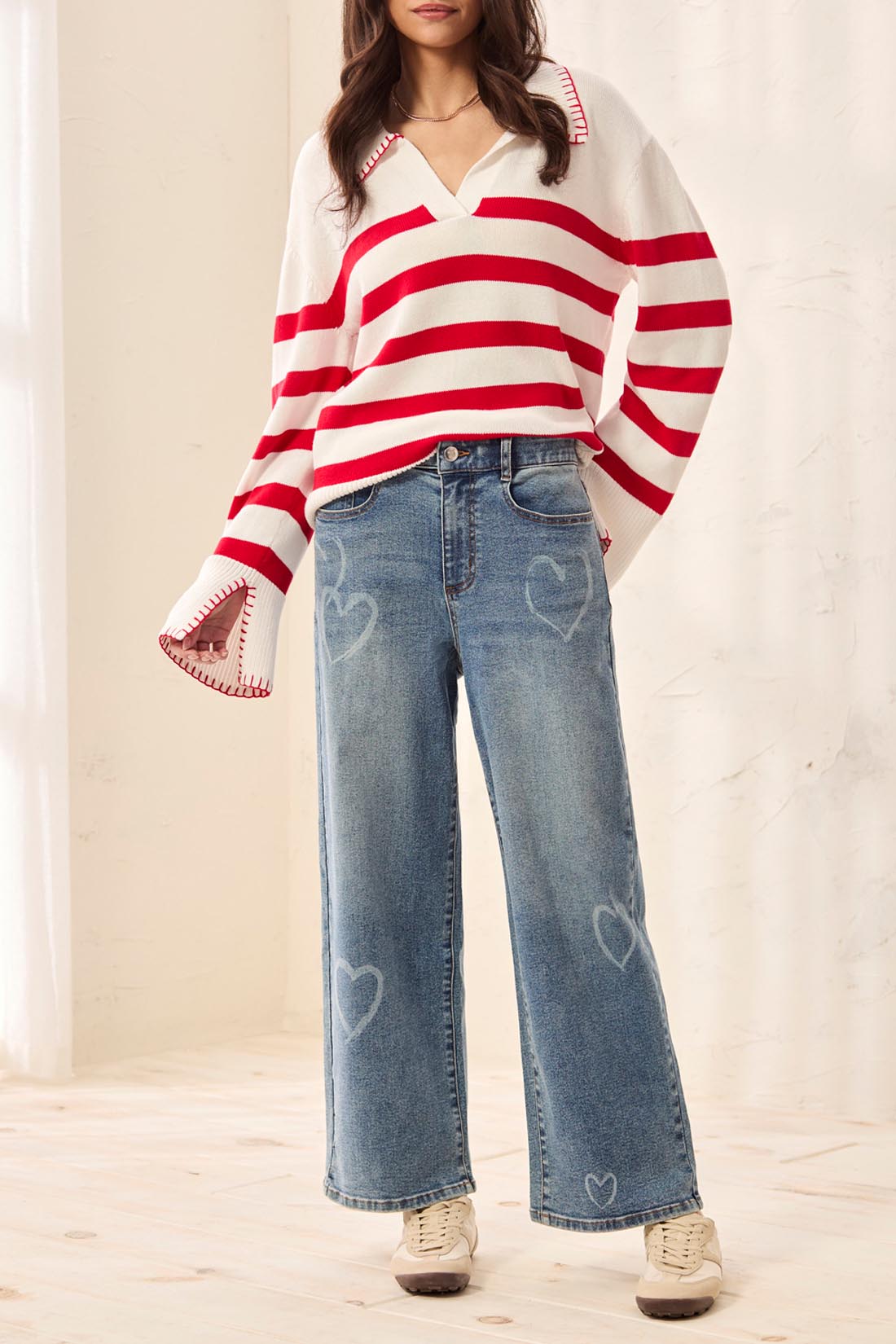 SOPHIA CURVY PRINTED SUPER STRAIGHT ANKLE JEANS-BLUEHEART