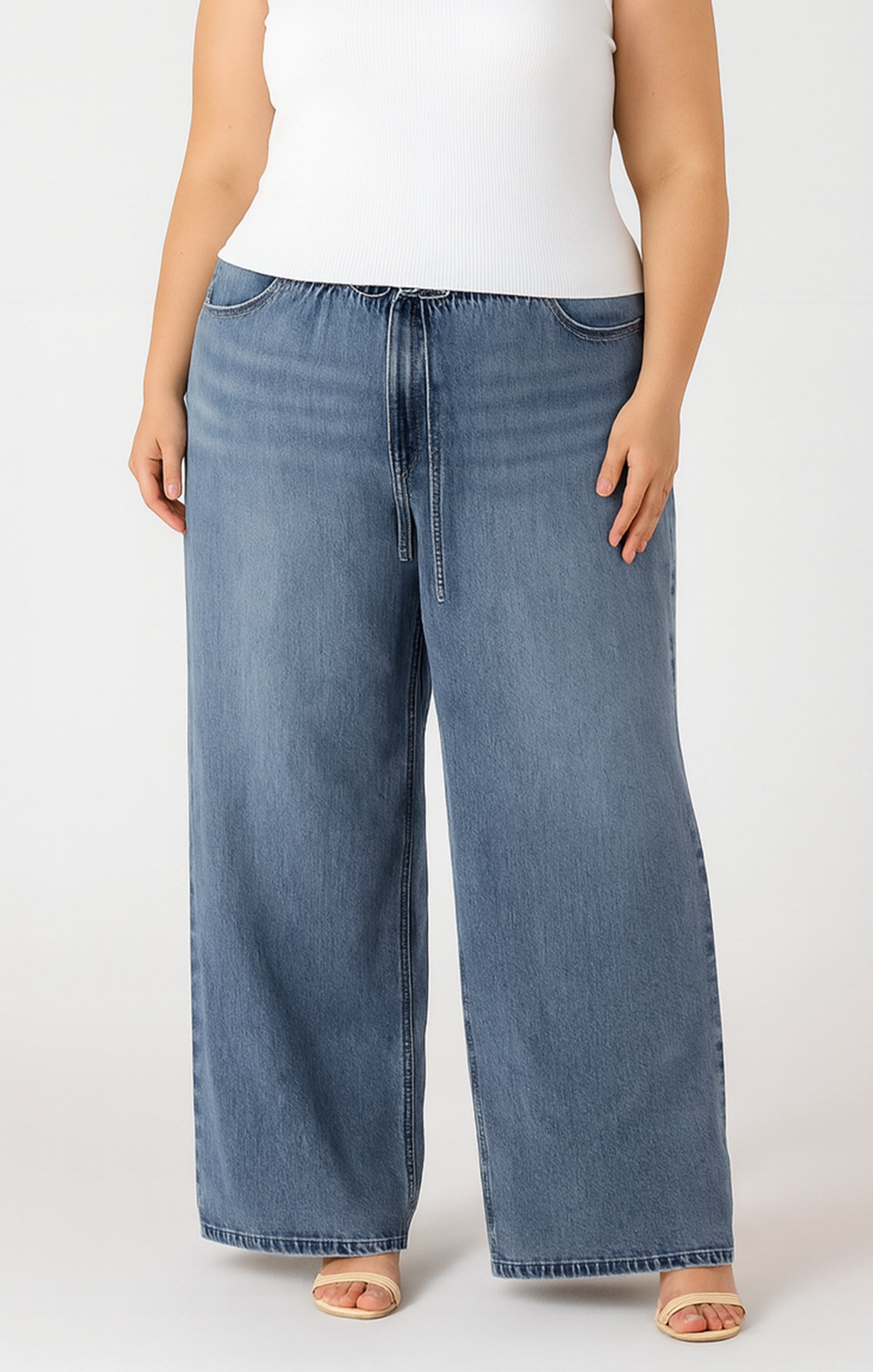 DRAWSTRING WAIST DENIM PANT