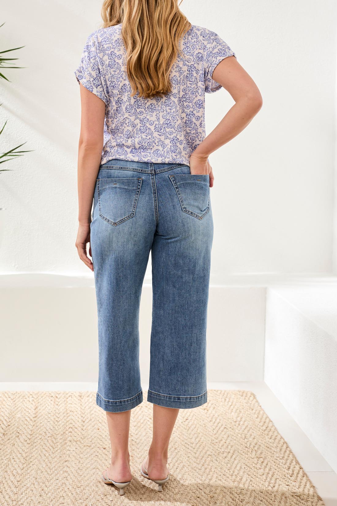 Audrey Button Down Wide Crop Jeans