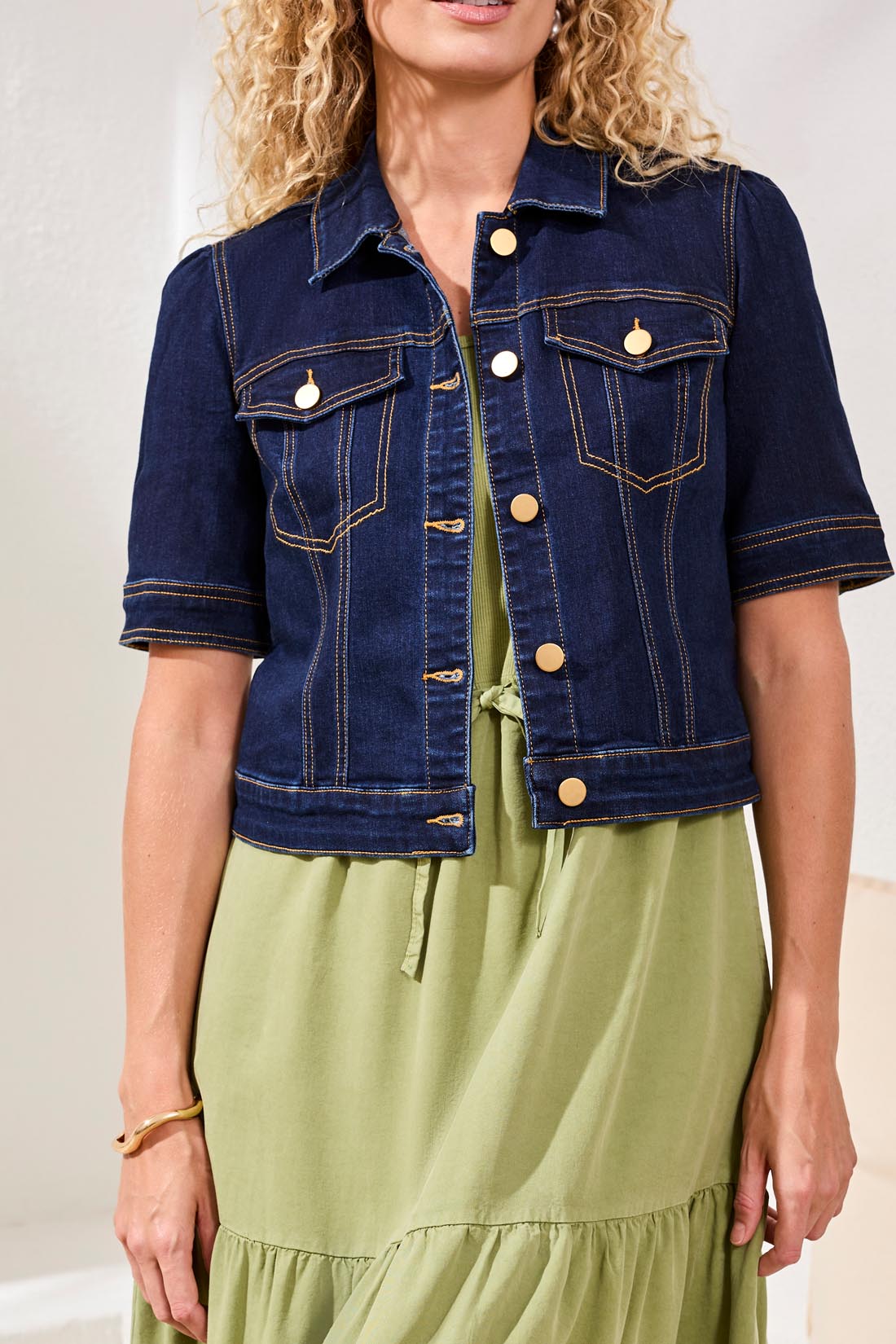 Stretch Denim Jacket - Short Sleeve