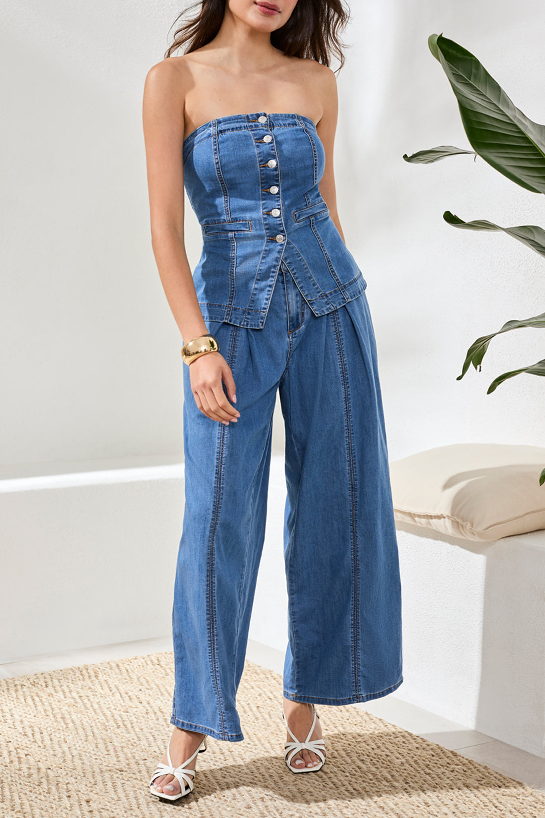 BTN DOWN DENIM BUSTIER