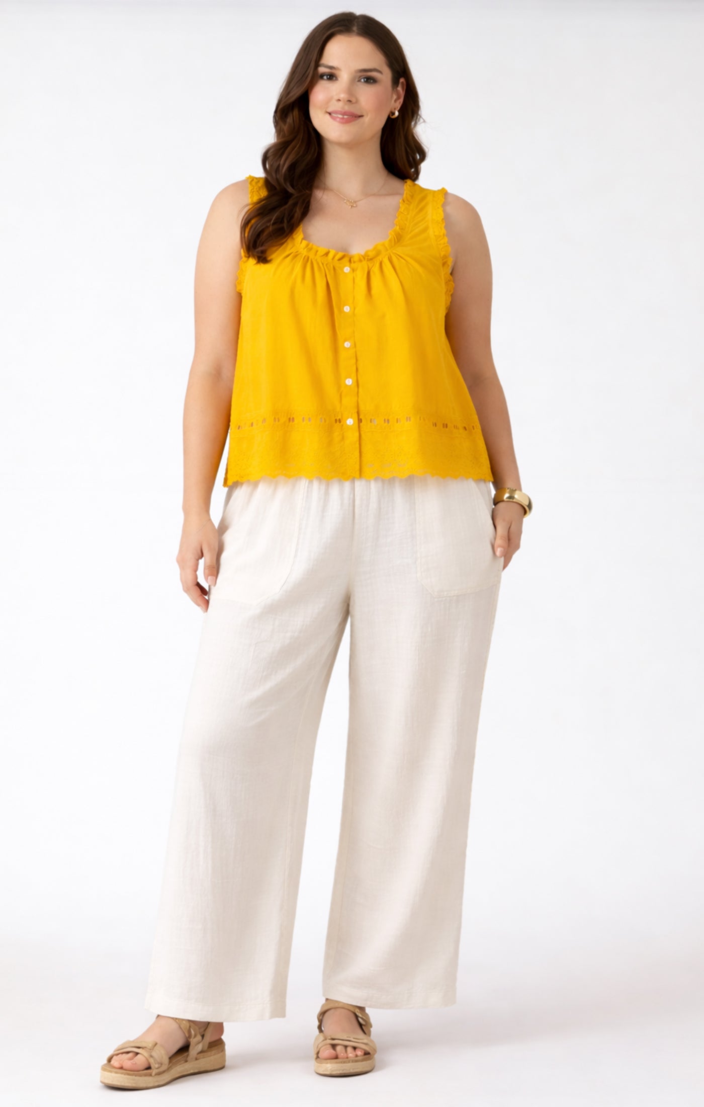 EMBROIDERED LACE TRIM TANK