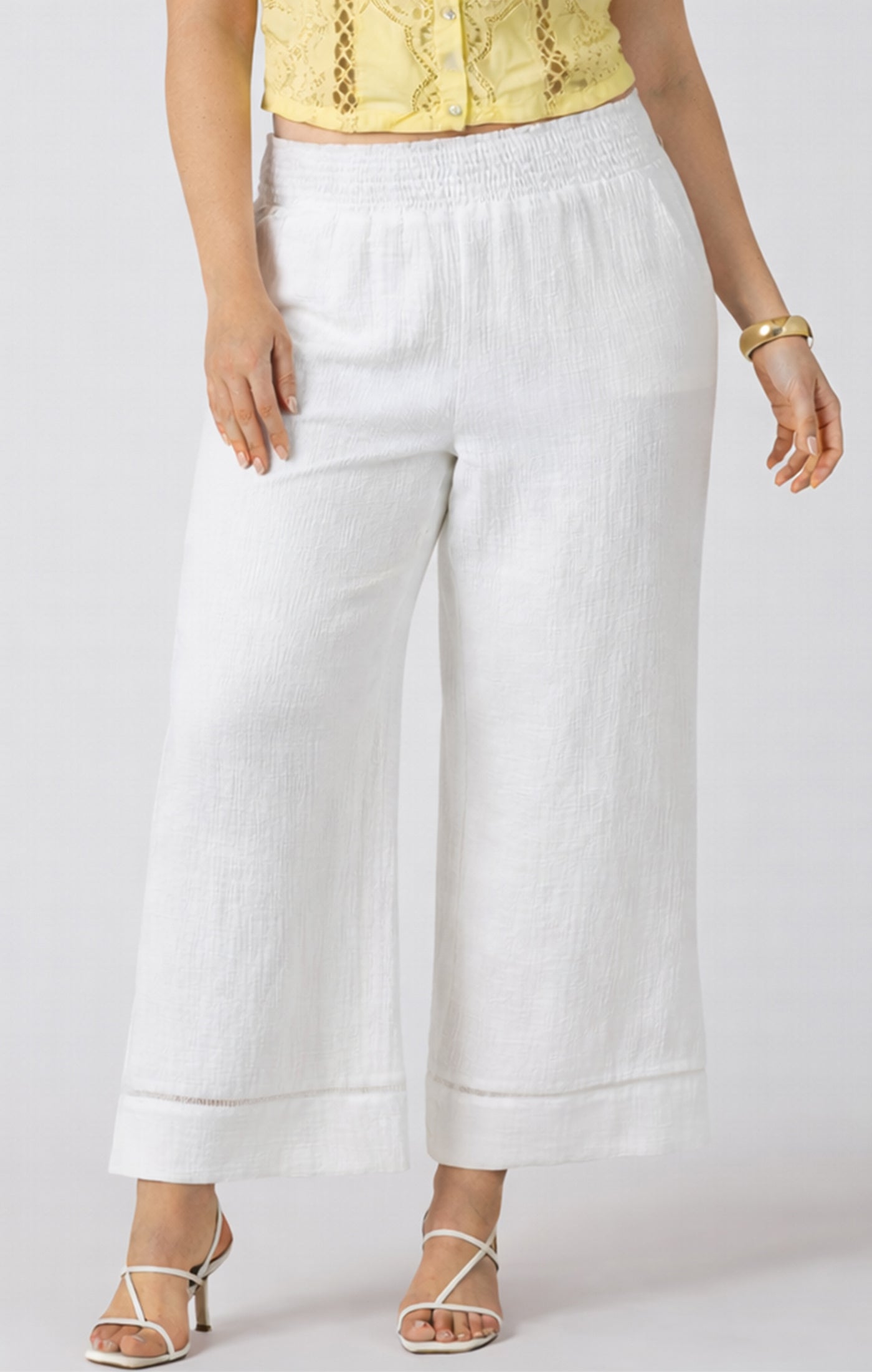 LACE TRIM WIDE LEG PANT