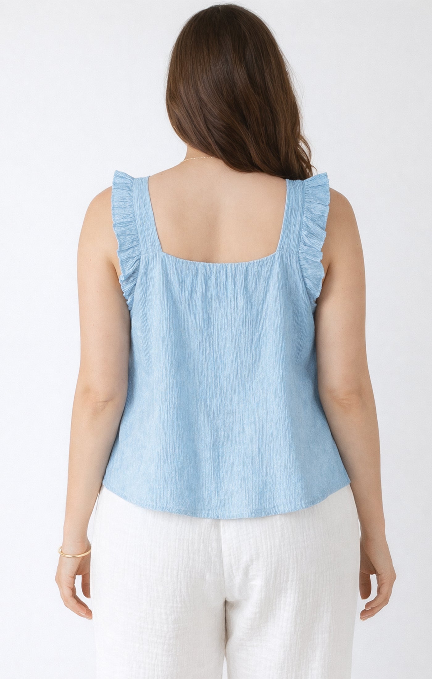 PINTUCK RUFFLE DETAIL TANK