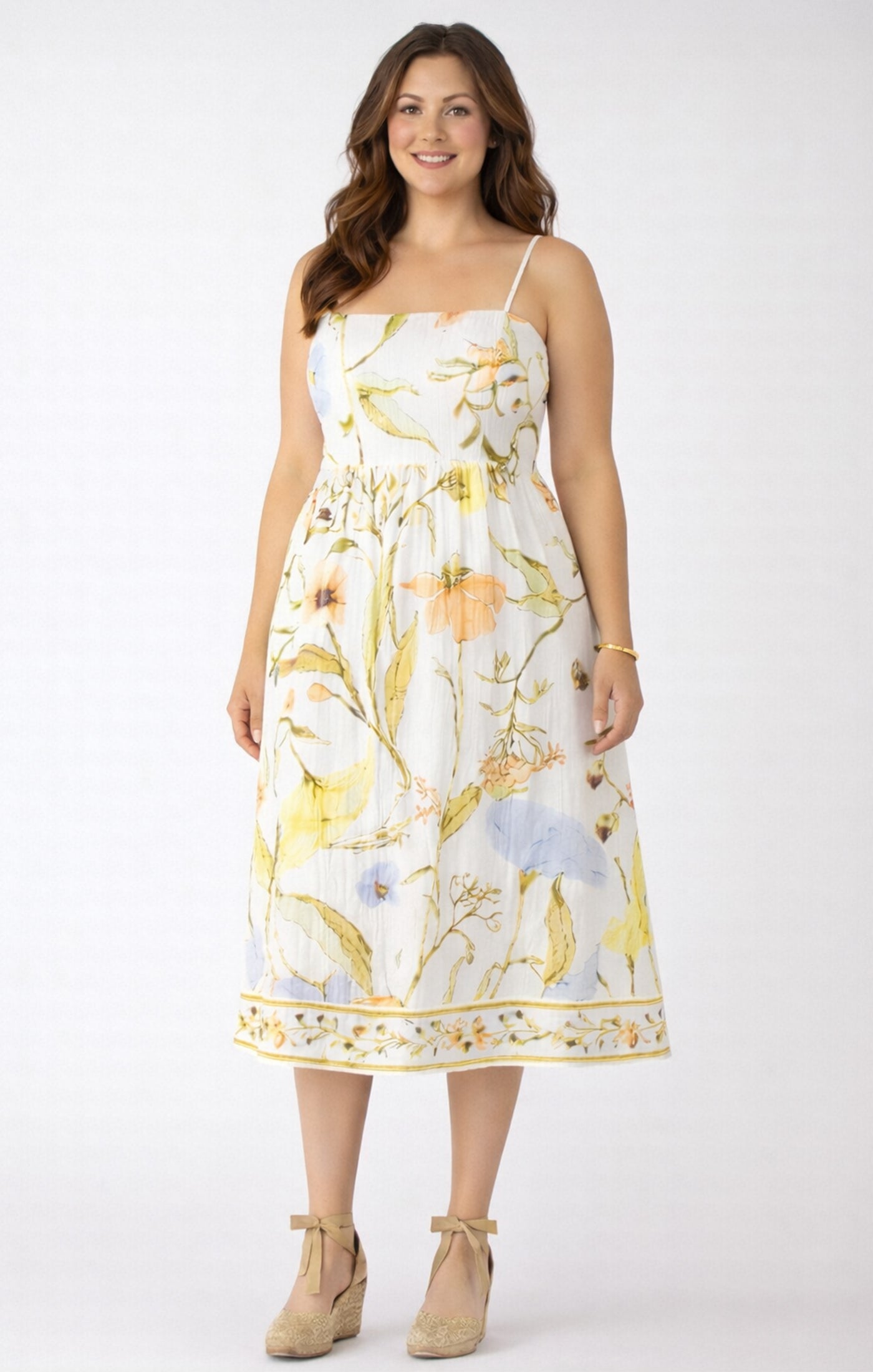 SMOCKED DETAIL MIDI DRESS