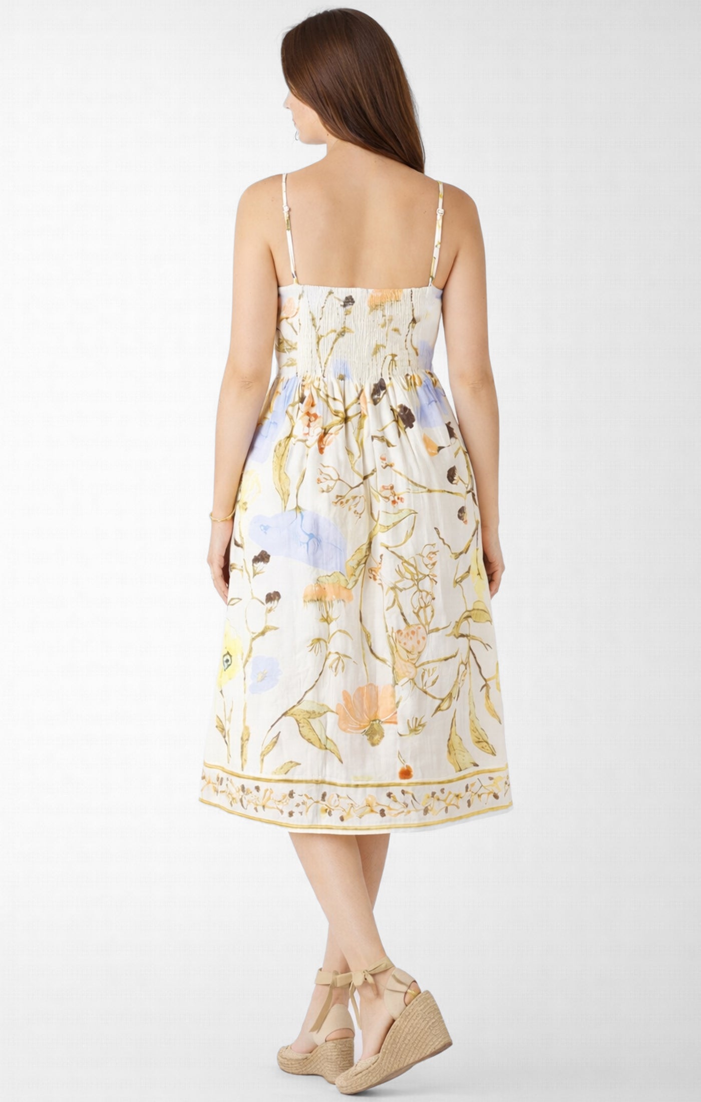 SMOCKED DETAIL MIDI DRESS