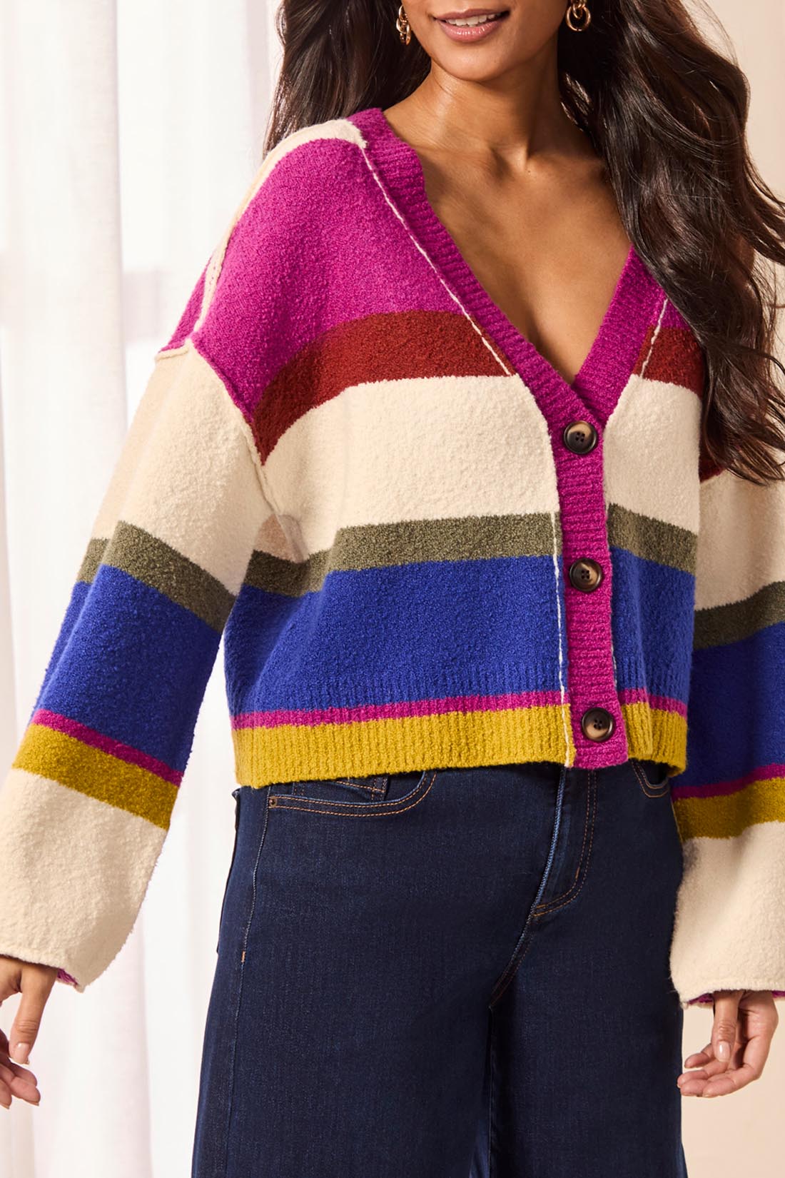 PUFF SLEEVE SWEATER CARDIGAN