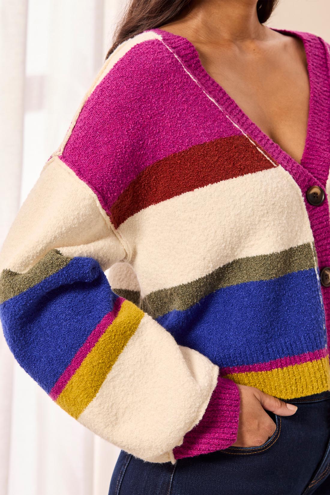 PUFF SLEEVE SWEATER CARDIGAN
