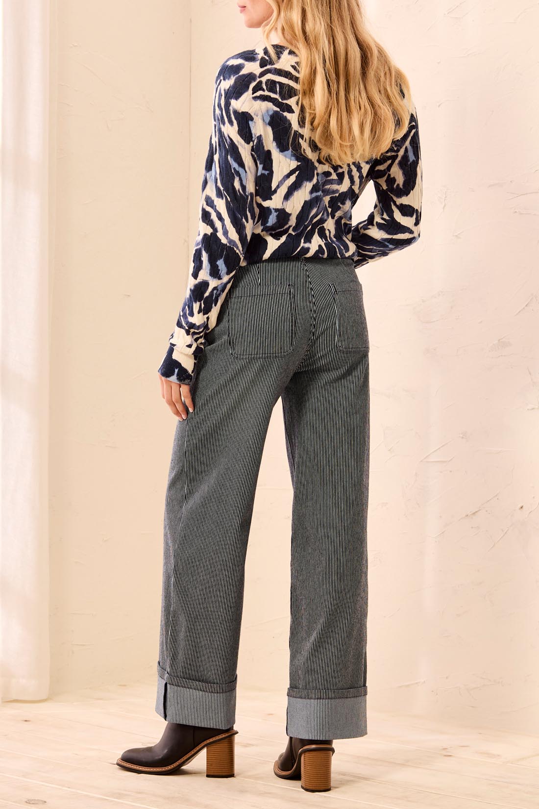 FLY ANKLE PANT W/ WIDE CUFFS-SAPPHIRE