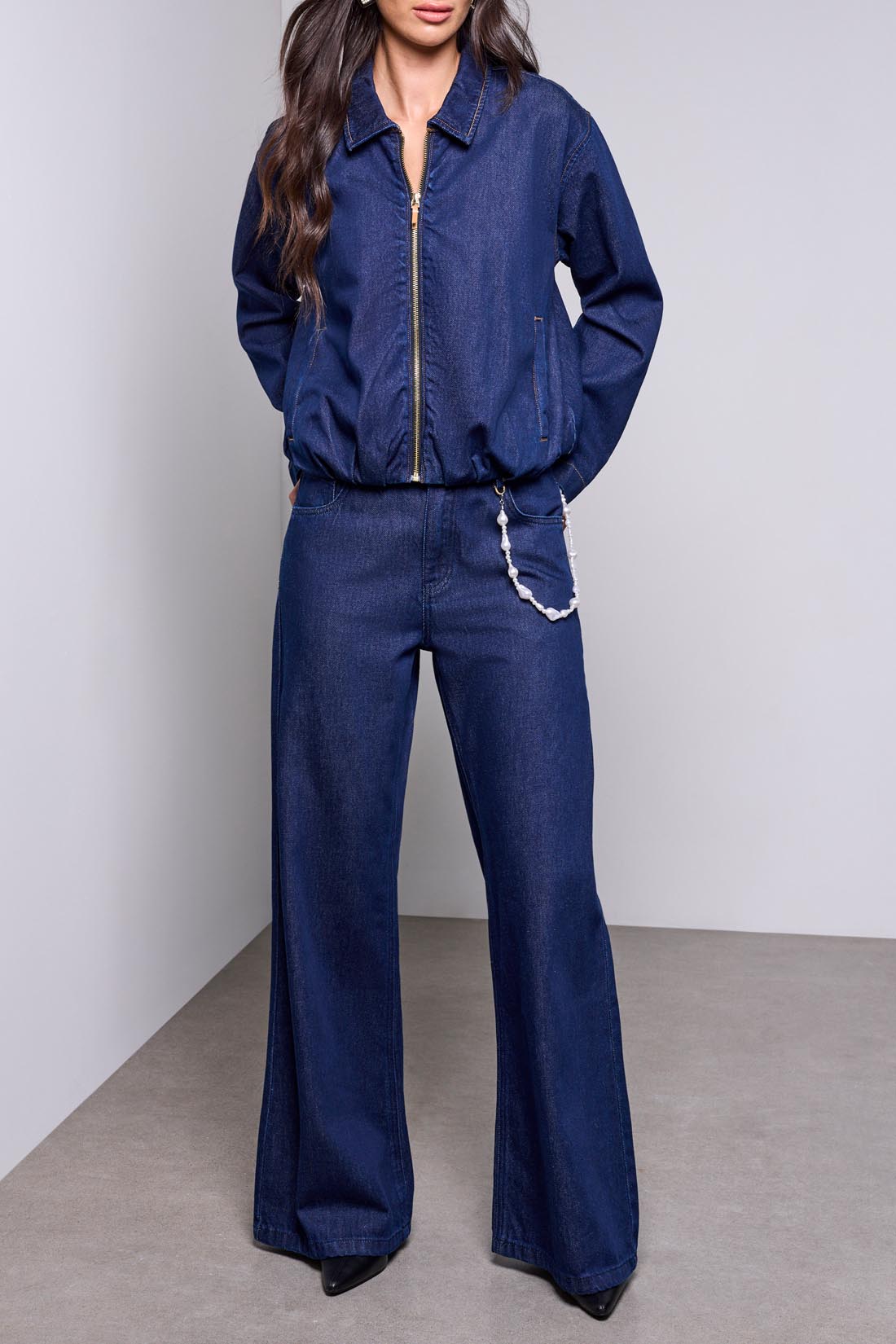 AUDREY PLEATED DRAMA WIDE DENIM