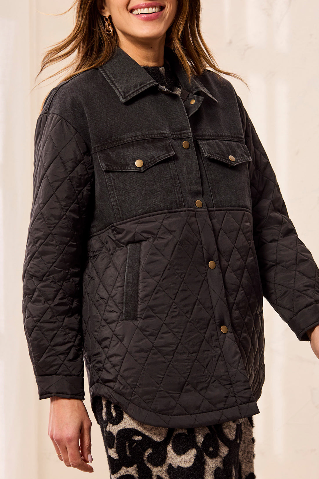 MIX MEDIA DENIM/ QUILTED JACKET