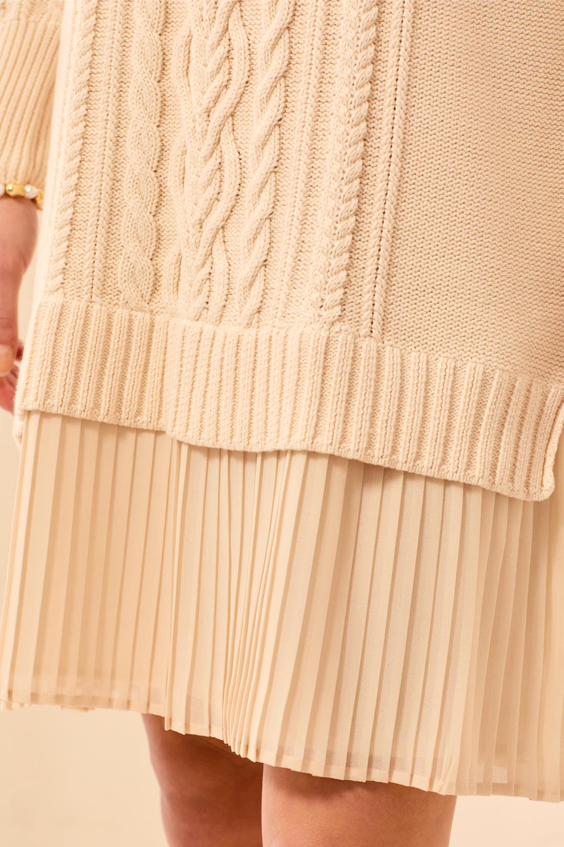 SWEATER DRESS W/CHIFFON-MOONSTONE