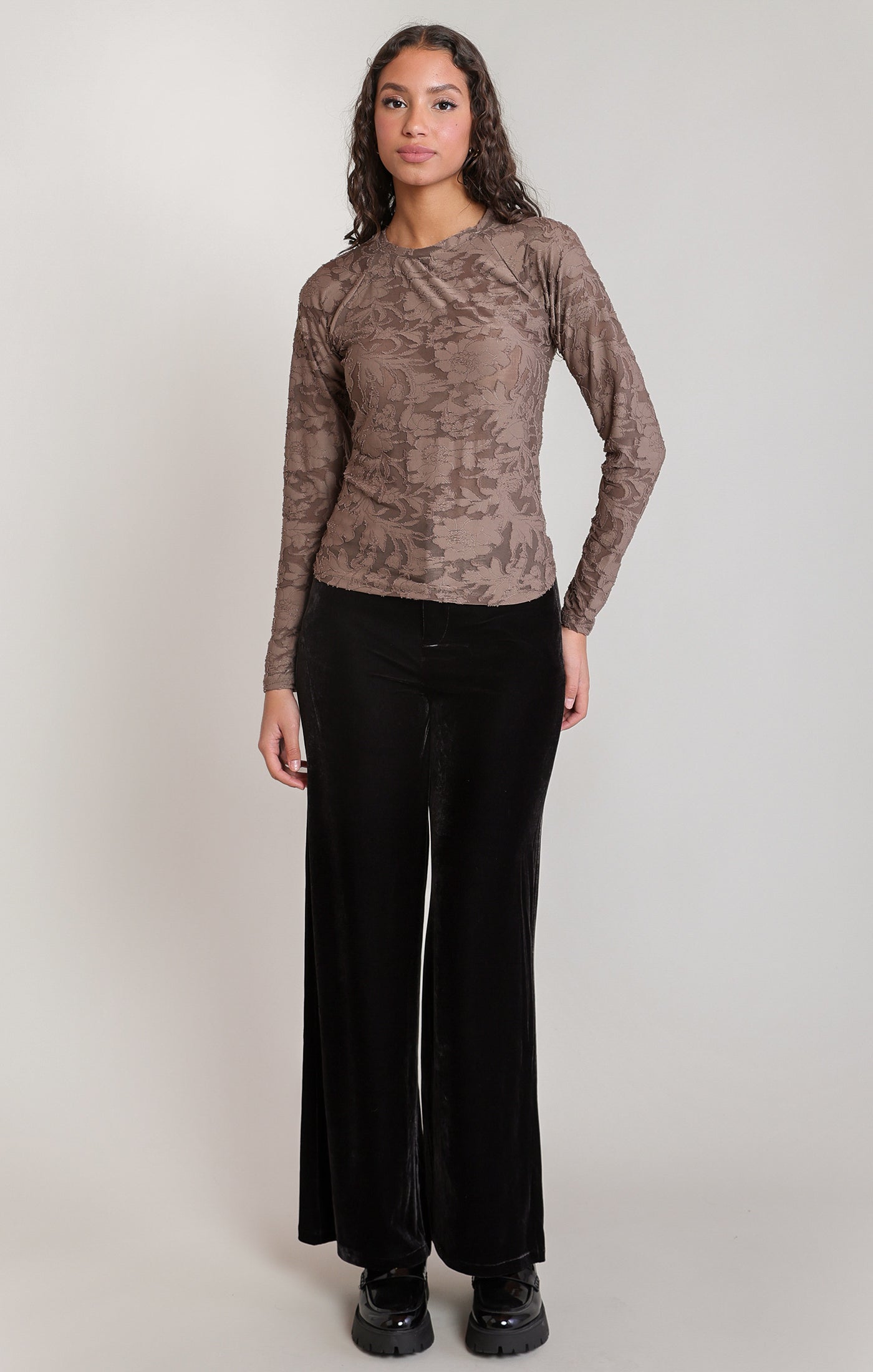VELVET WIDE LEG PANT