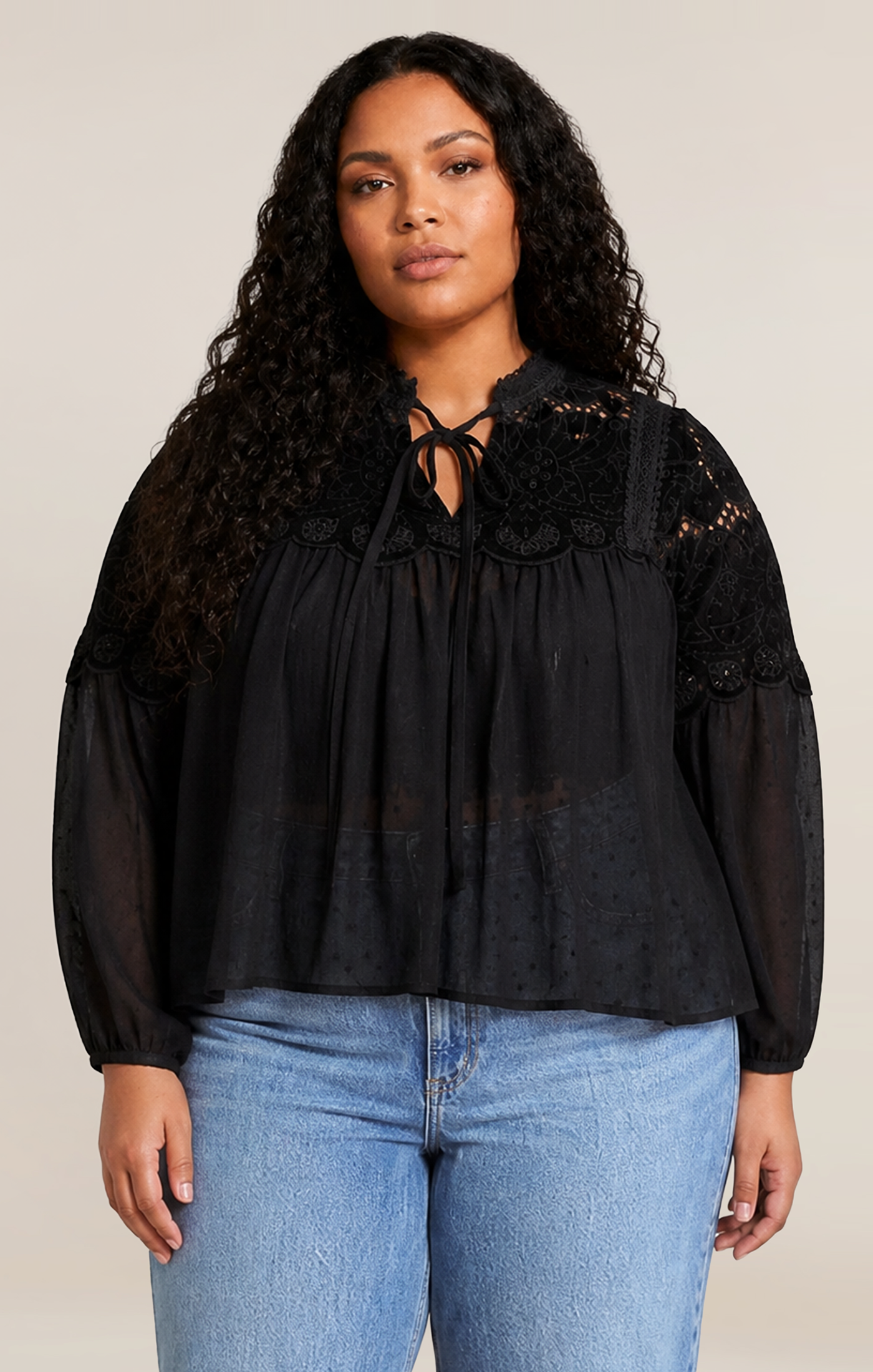 SHEER LACE BLOUSE