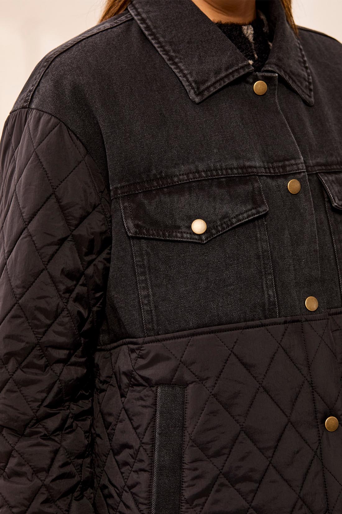MIX MEDIA DENIM/ QUILTED JACKET