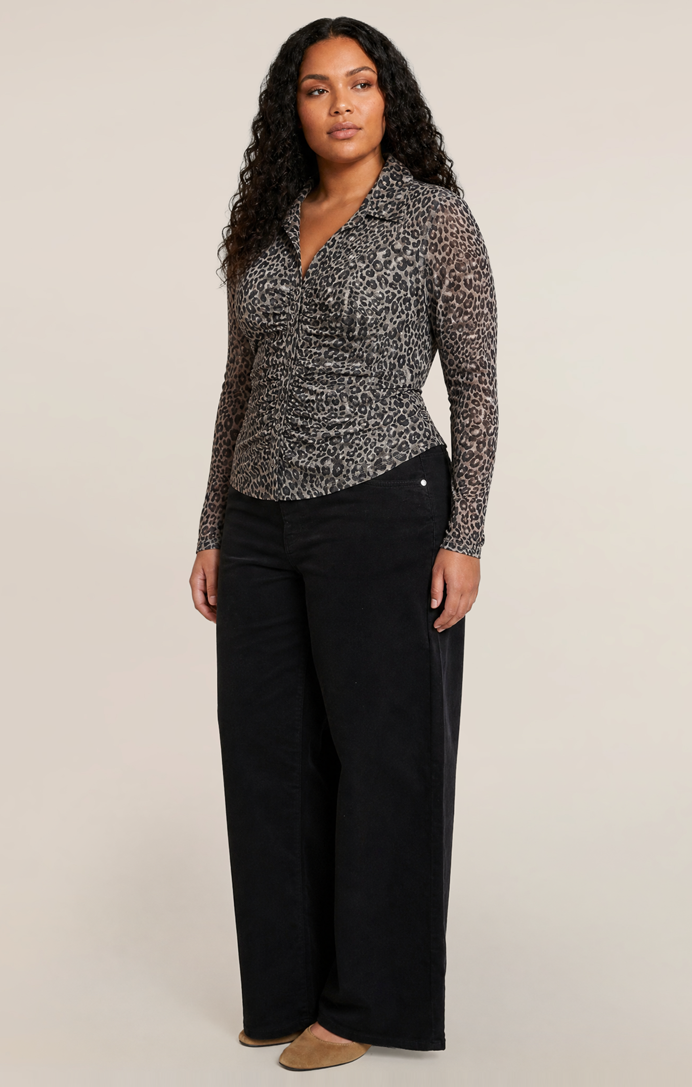 LEOPARD MESH SHIRT