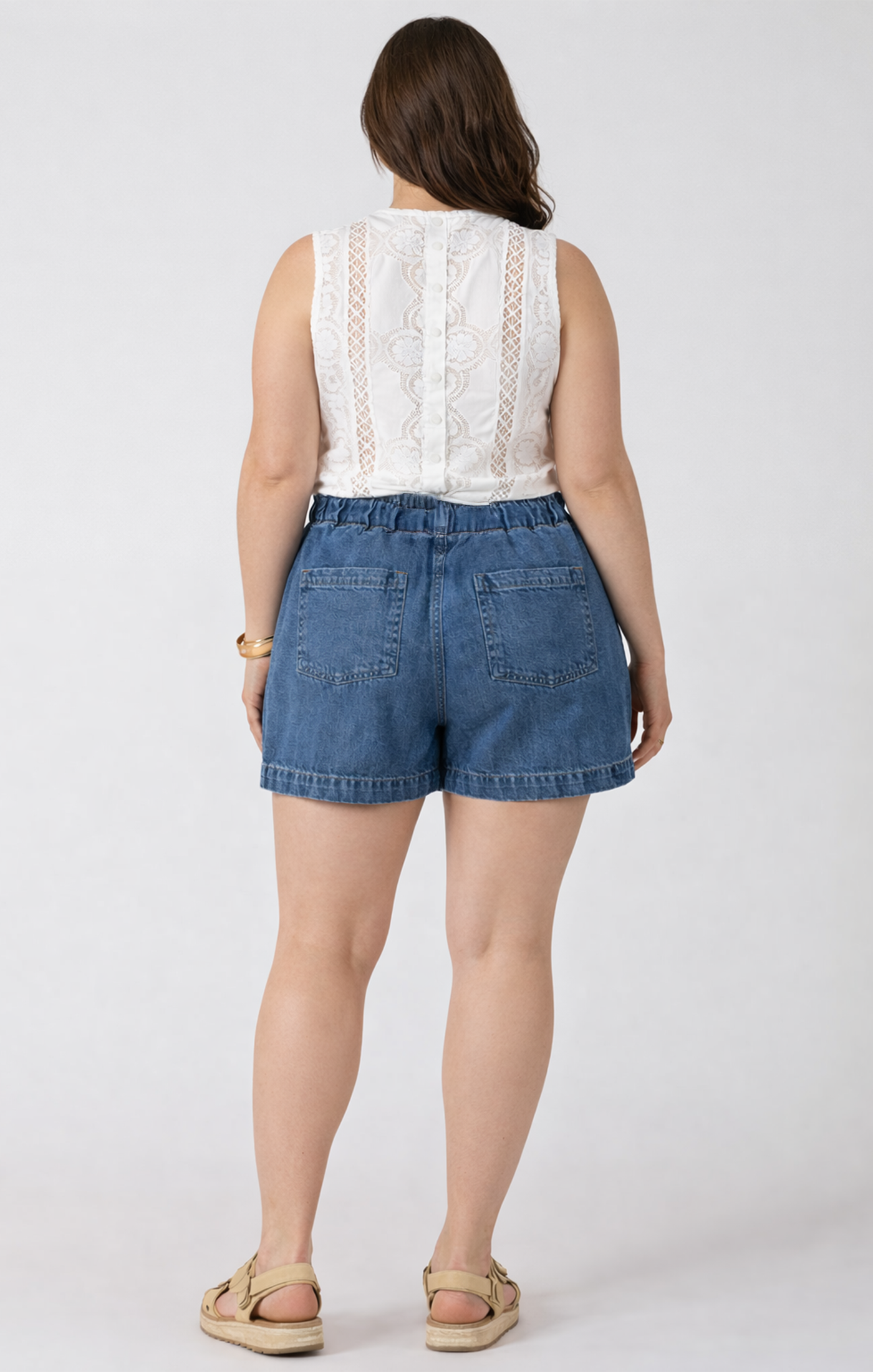 DRAWSTRING DENIM SHORTS